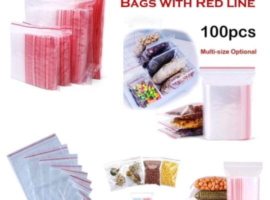 Transparent Zip Lock Bags with Red Line