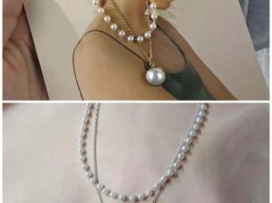 Korean fashion double layer pearl necklace